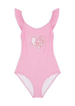 Chloé KIDS Pink logo-print swimsuit (14 years)