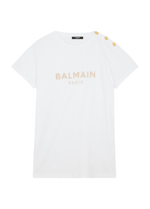 Balmain KIDS White logo-embellished cotton T-shirt (14-16 years)