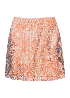 IN THE MOOD FOR LOVE Borthwick orange marble-print sequin mini skirt