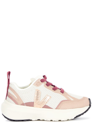 Veja KIDS Canary pink panelled mesh trainers