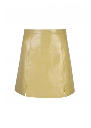Muubaa Patent a line mini leather skirt with front slits