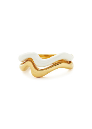 Missoma Squiggle Curve Two Tone 18kt gold-plated ring