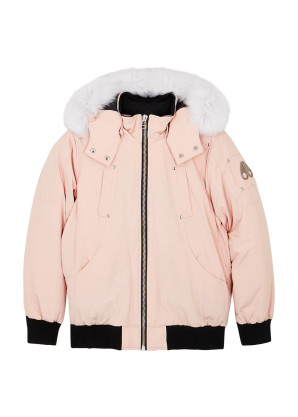 Moose Knuckles KIDS Pink fur-trimmed hooded bomber jacket 