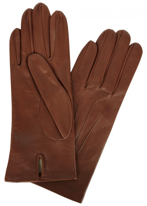 Dents CHESTNUT BROWN SILK-LINED LEATHER GLOVES