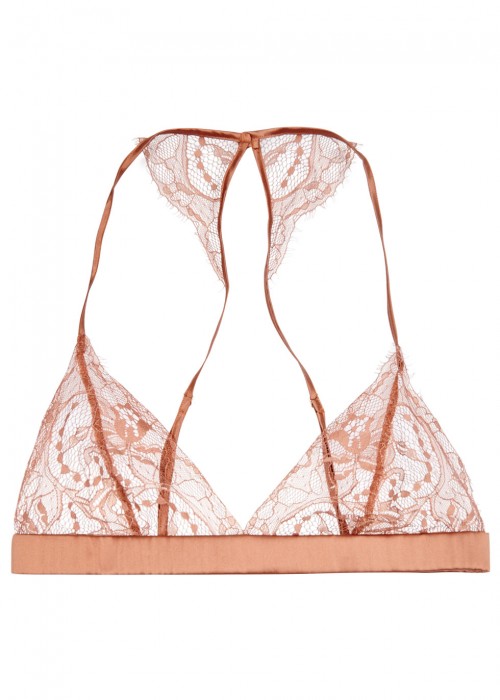 Fleur Of England WHISKEY LACE AND SATIN SOFT-CUP BRA