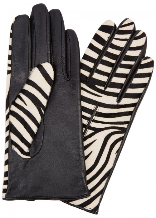 Dents PRINTED CALF HAIR AND LEATHER GLOVES