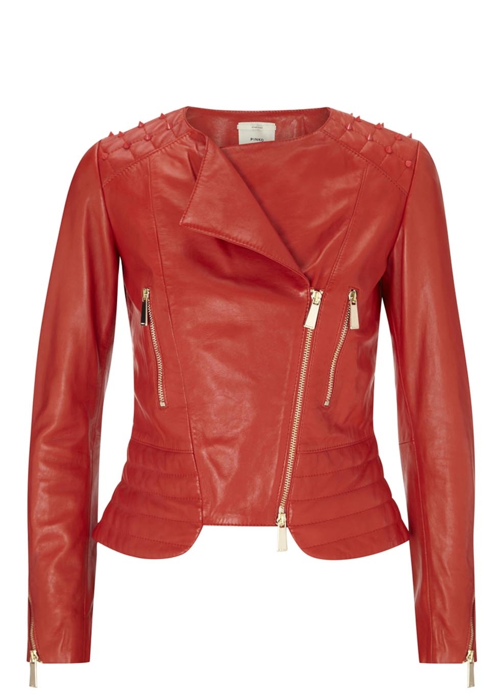 Brick Lane red studded leather jacket