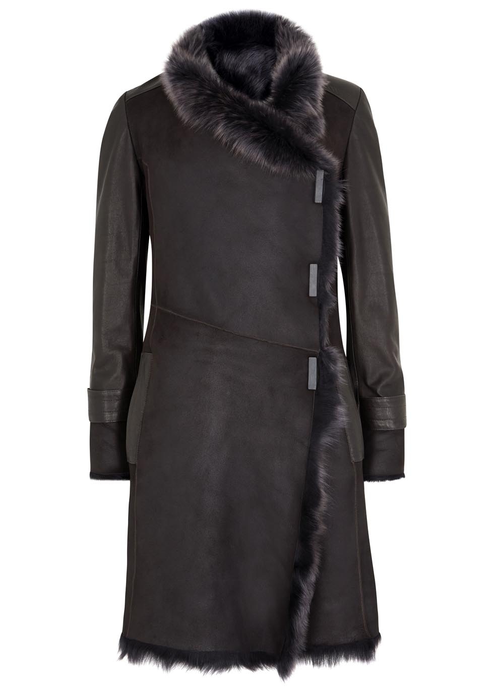 Dark brown shearling coat