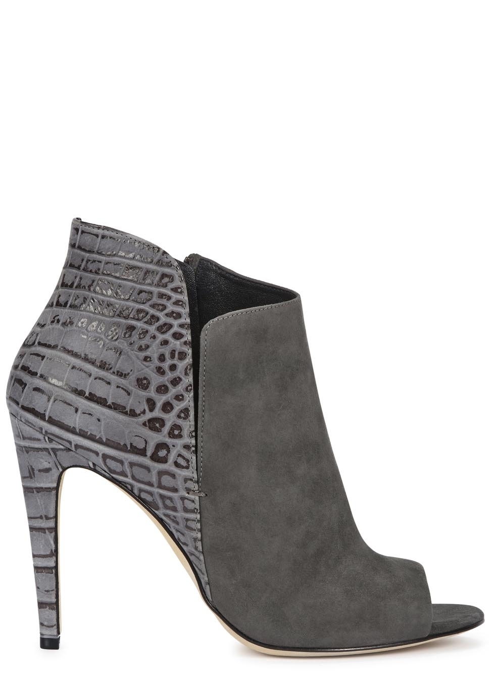 Maitee grey leather and suede ankle boots