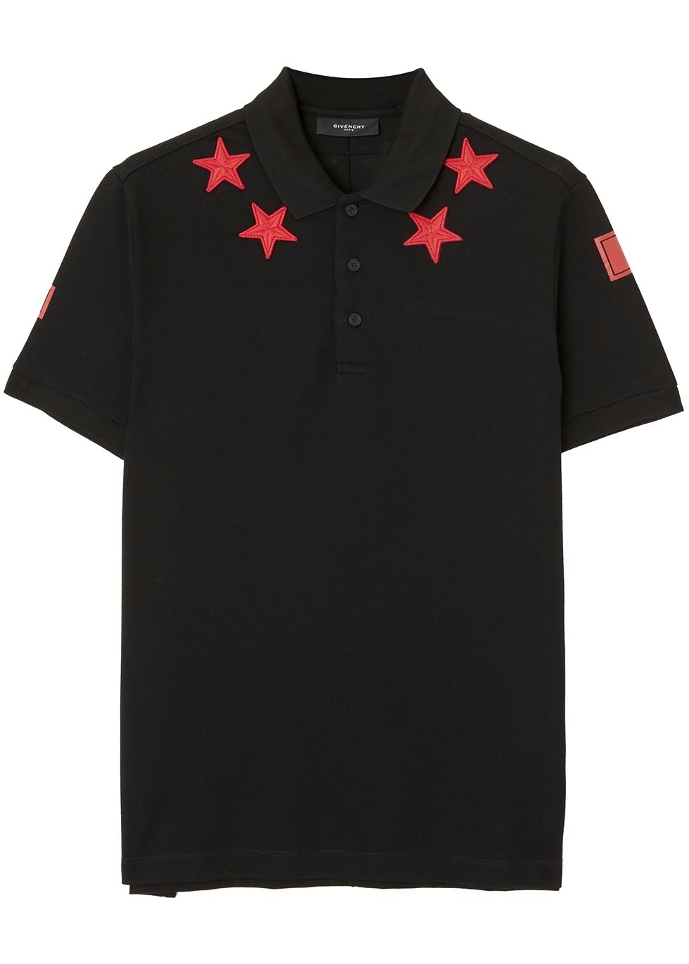 Black star piqué cotton polo shirt