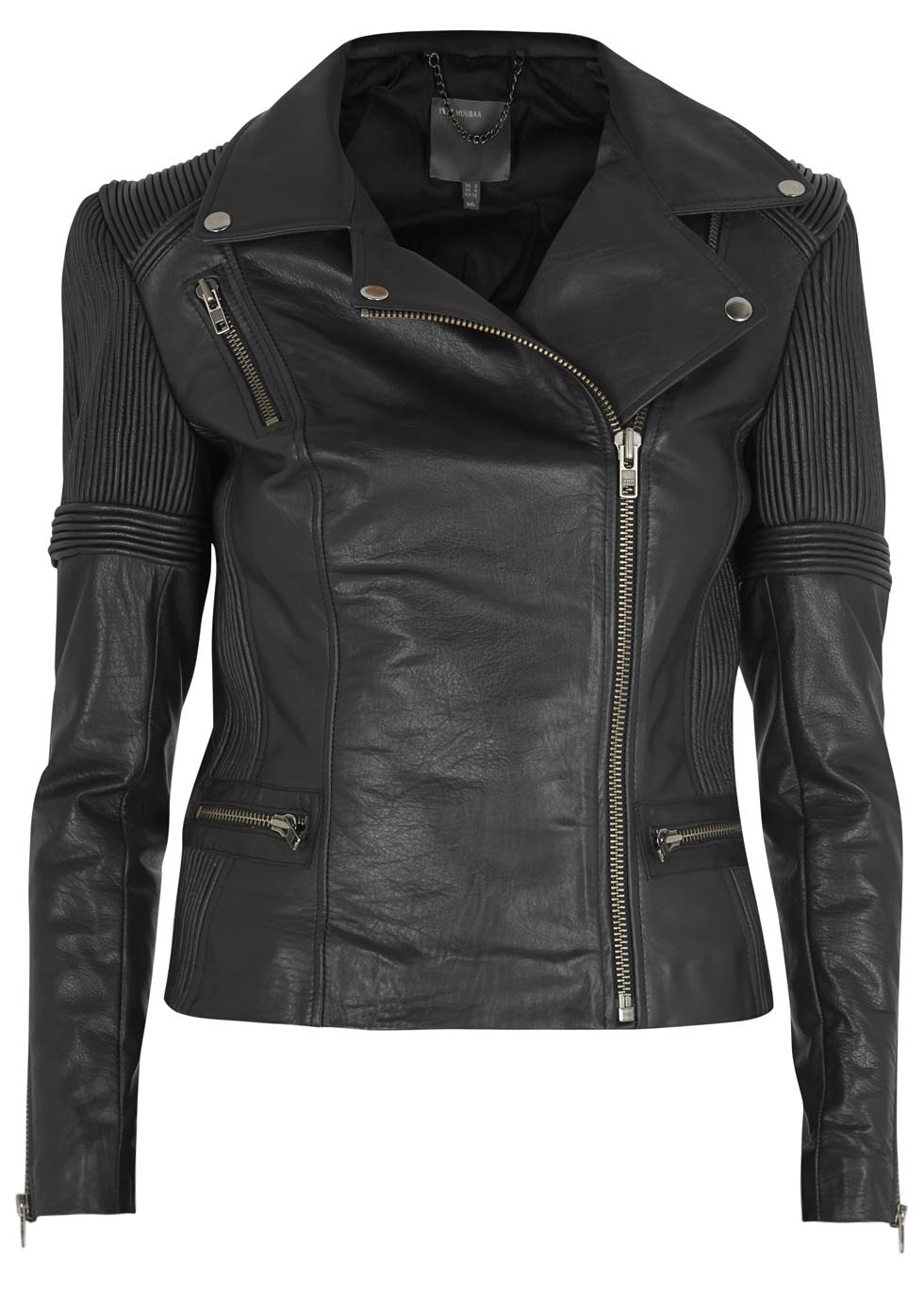 Penza black leather biker jacket