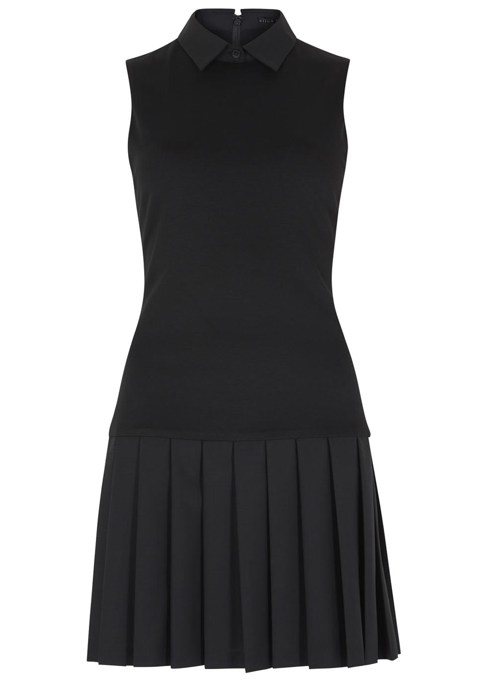 Black pleated stretch jersey dress