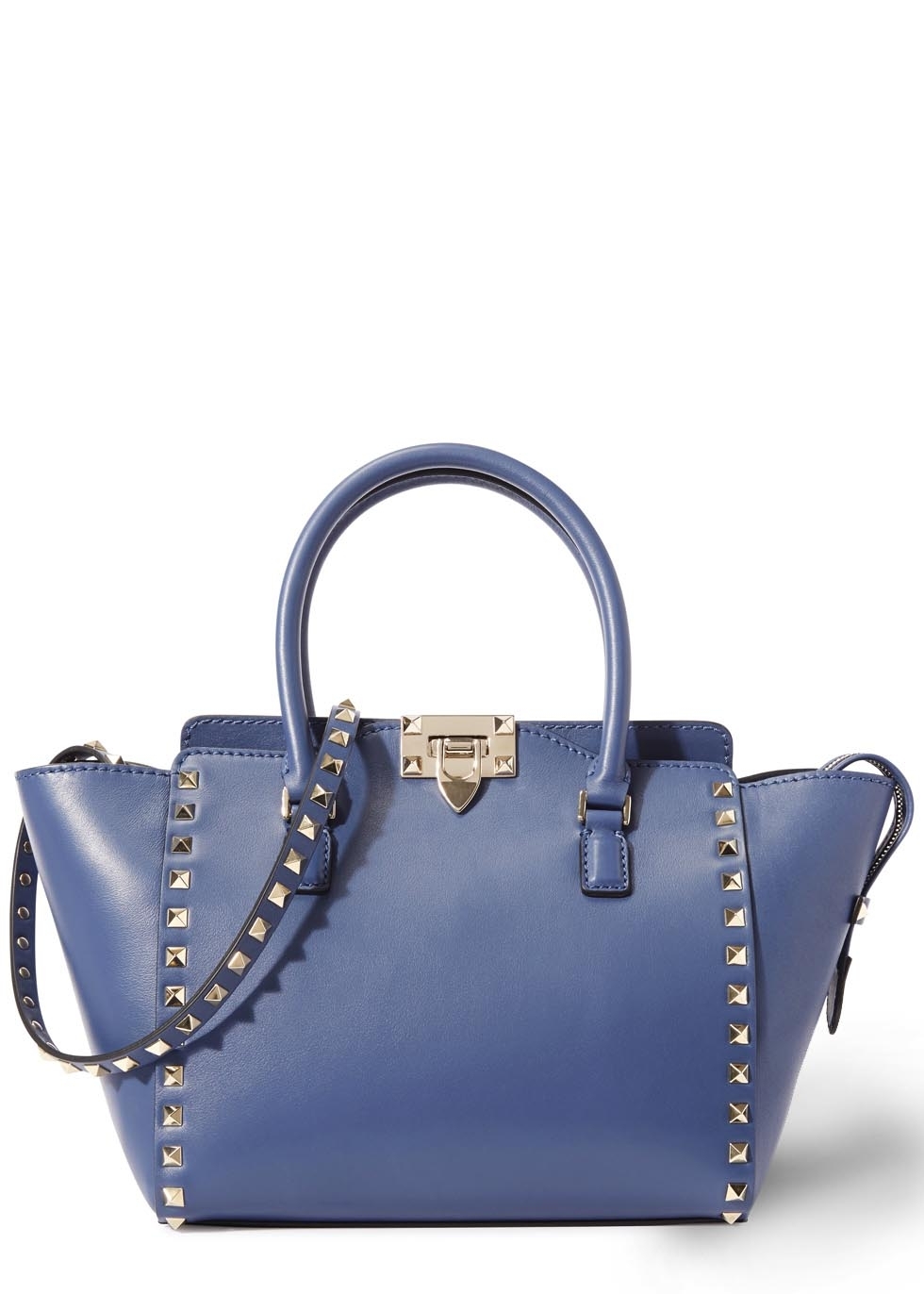 Rockstud small blue leather tote