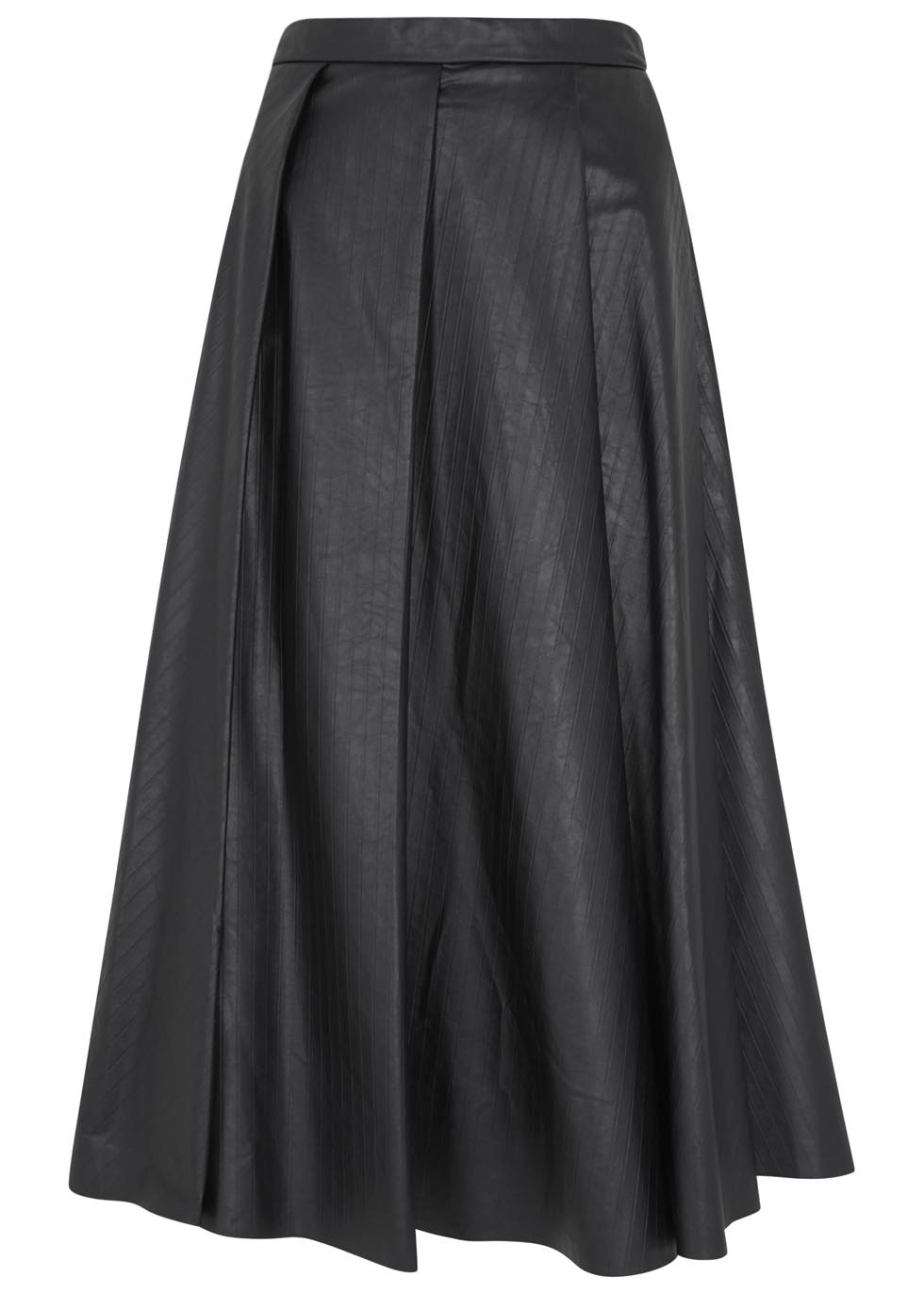 Black pleated faux leather skirt