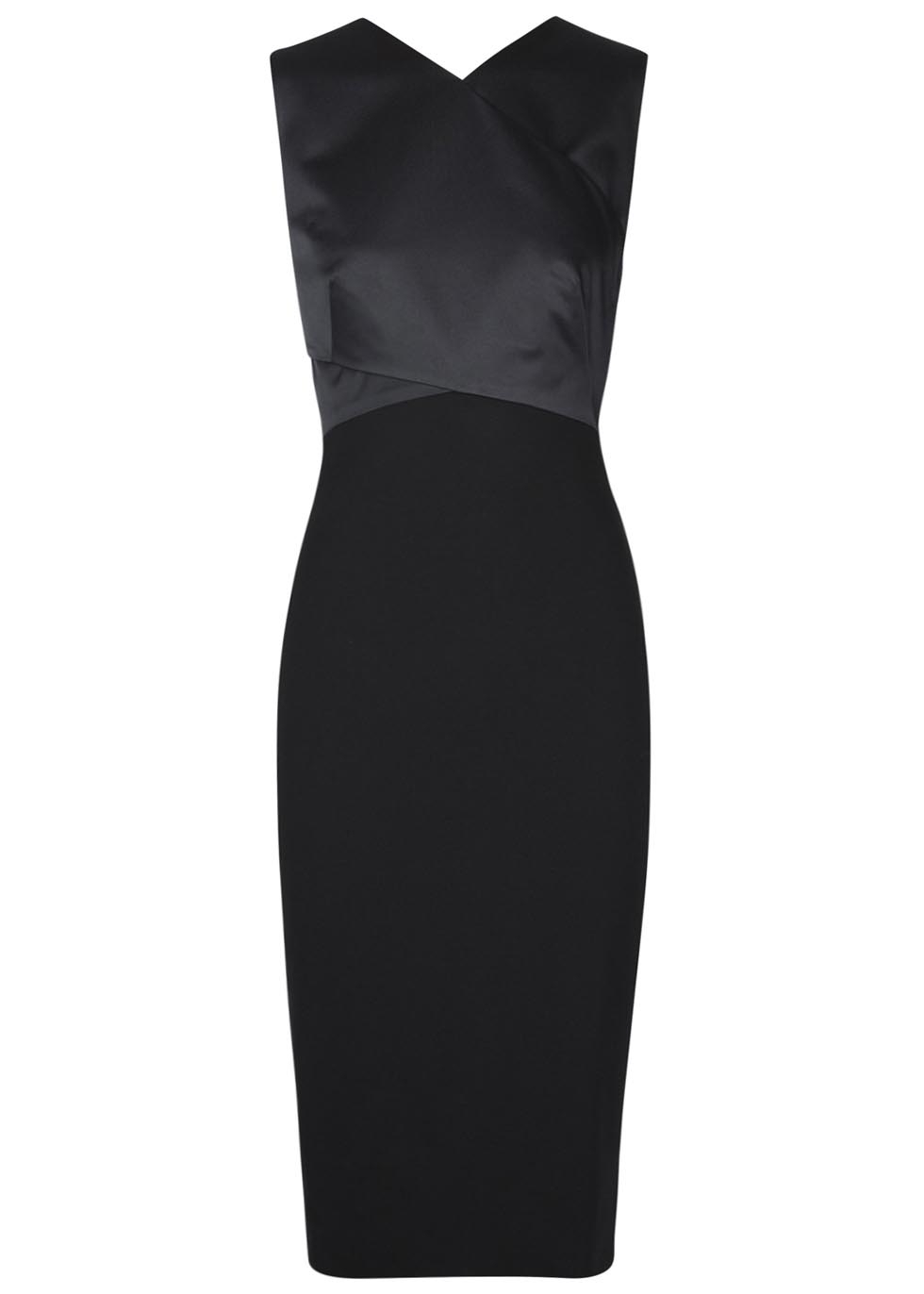 Black two-tone crossover dress