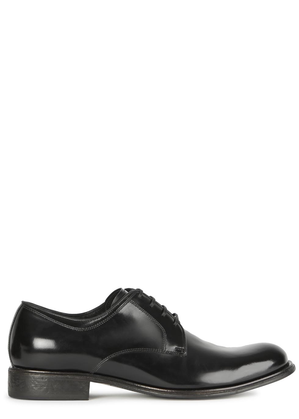 Black glossed leather Derby shoes
