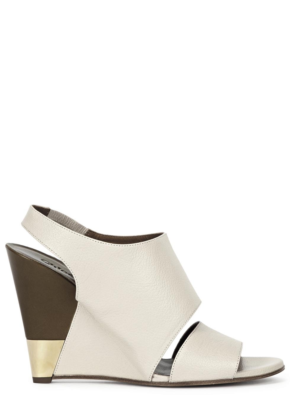 Off white leather wedge sandals