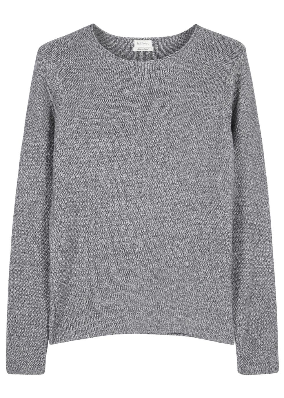 Grey knitted cotton jumper