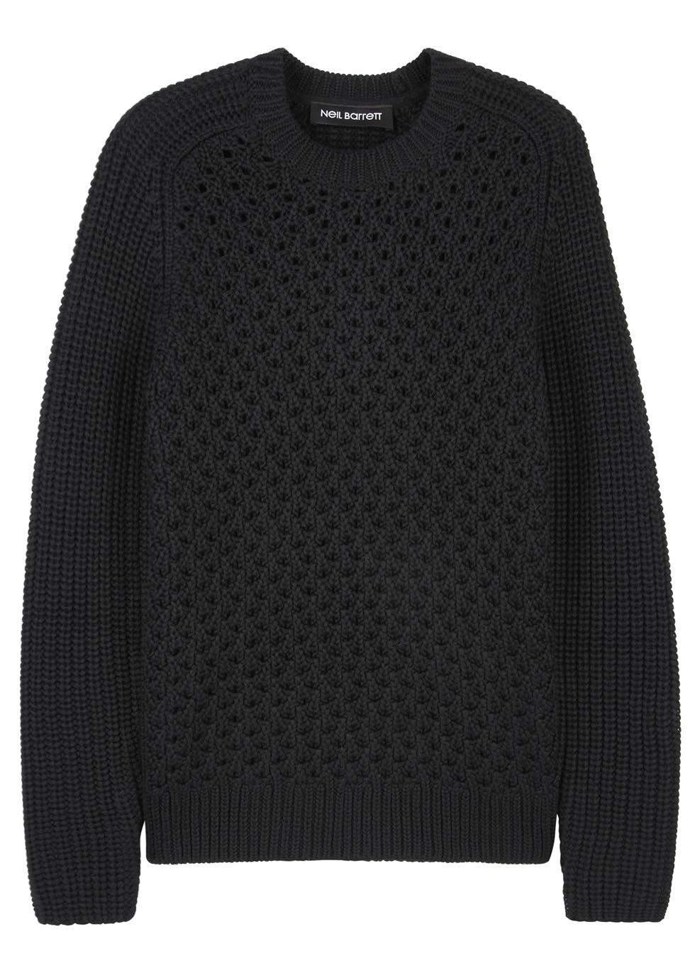 Black open knit wool blend jumper