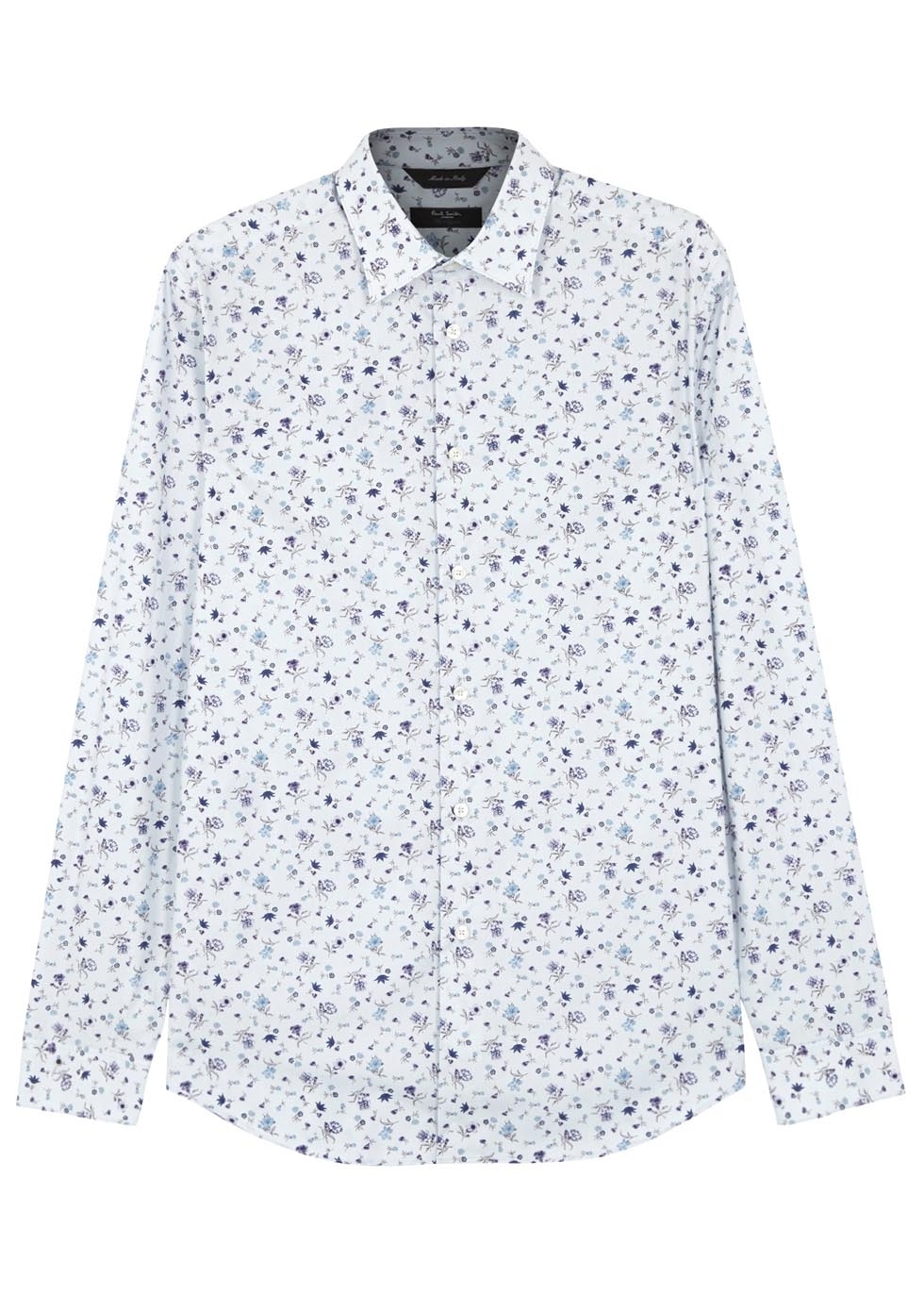 Floral print cotton blend shirt