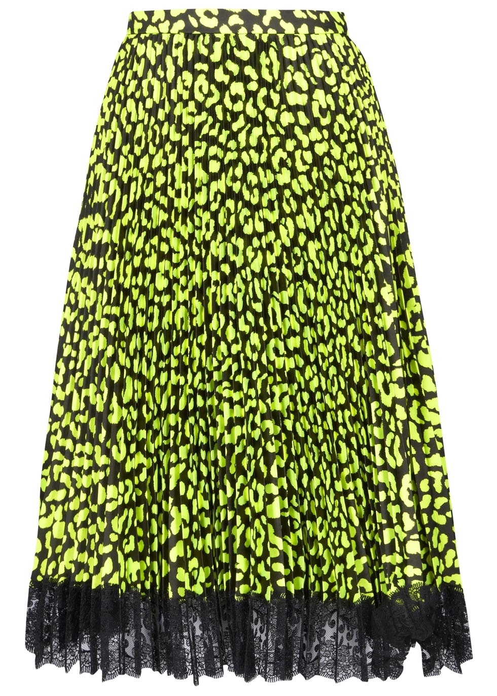 Leopard print pleated satin skirt