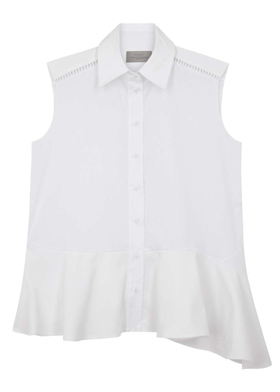 Lane white peplum cotton poplin blouse