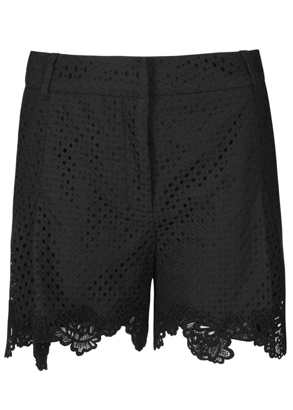 Tyra black perforated shorts