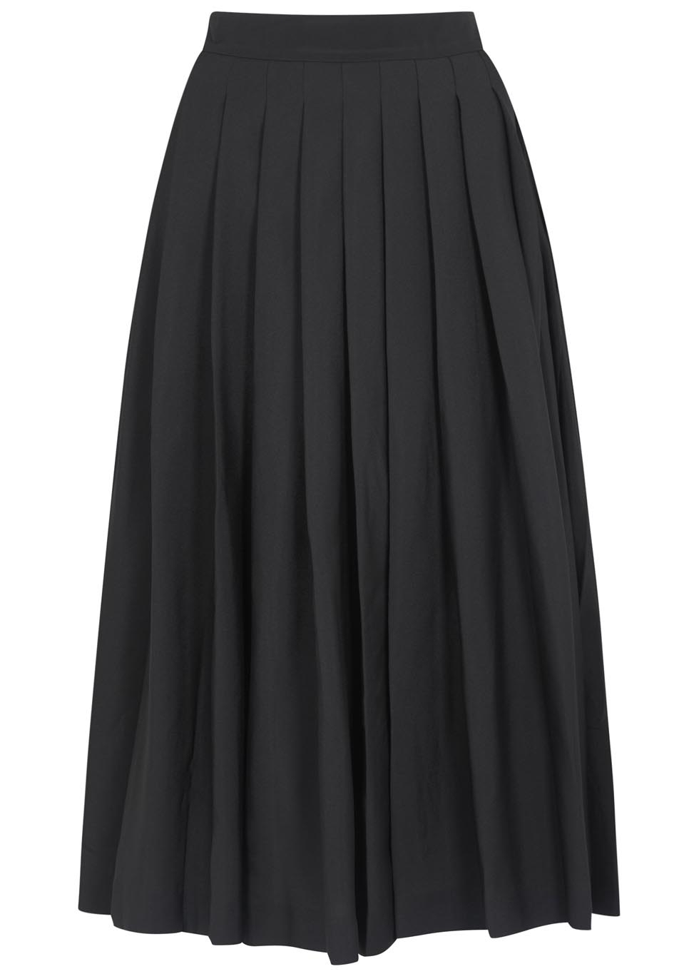 Gerda black pleated midi skirt
