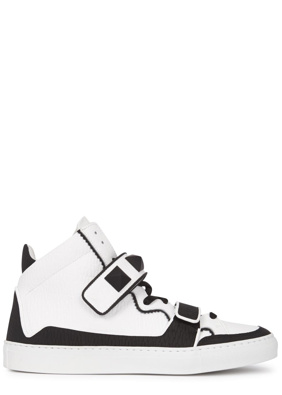 Monochrome leather hi-top trainers