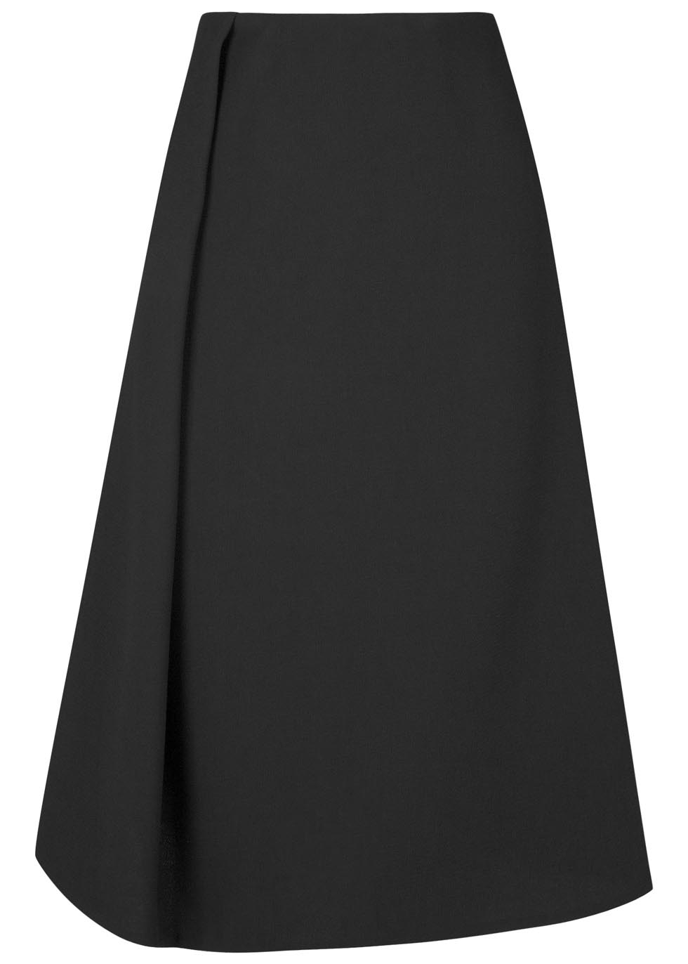 Black folded twill skirt