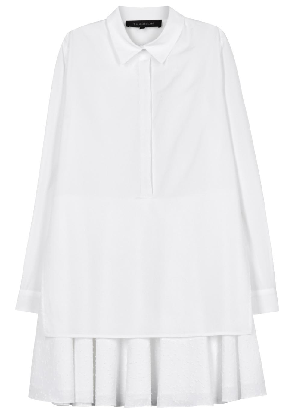 White layered cotton shirt dress