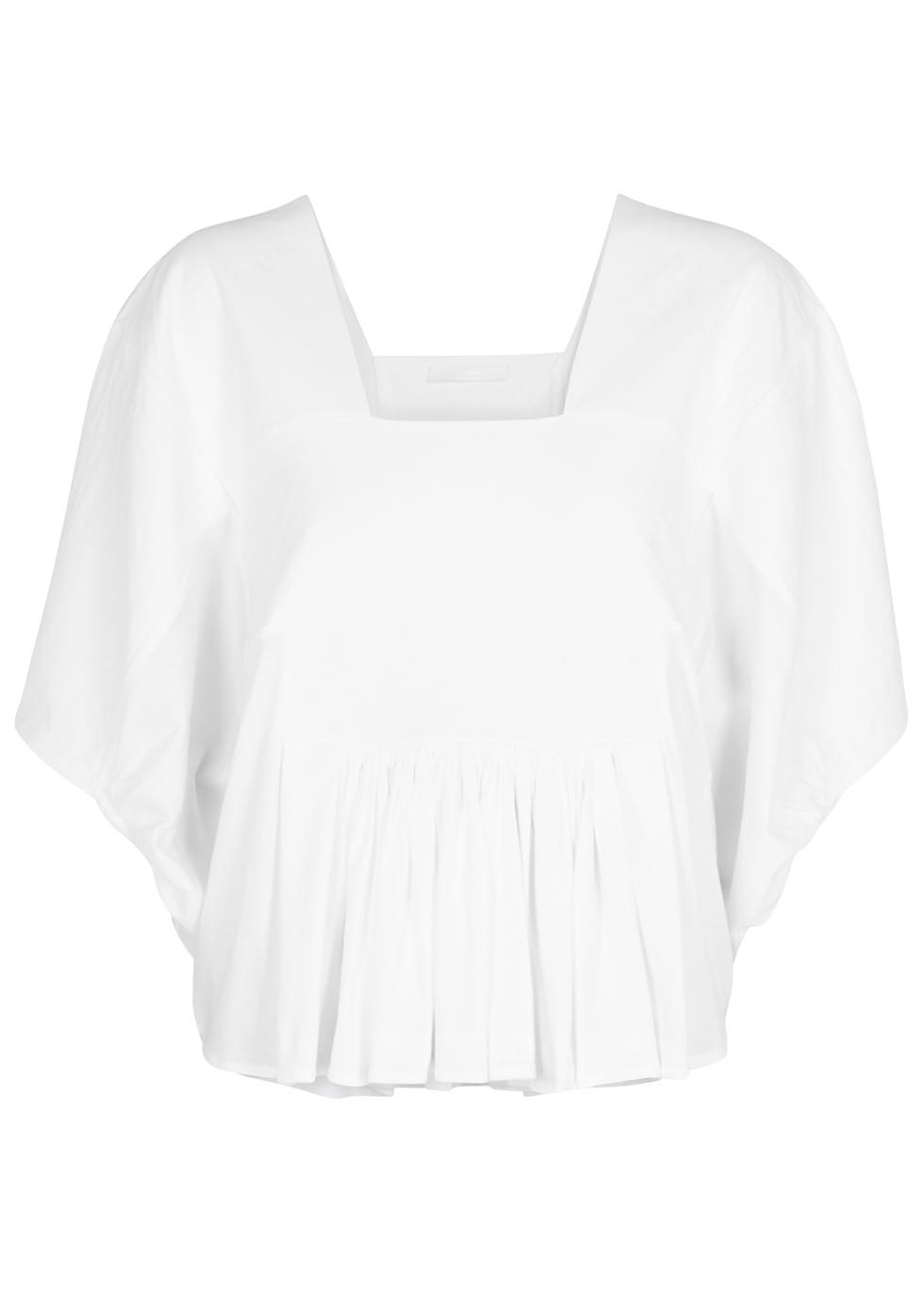 White pleated cotton top
