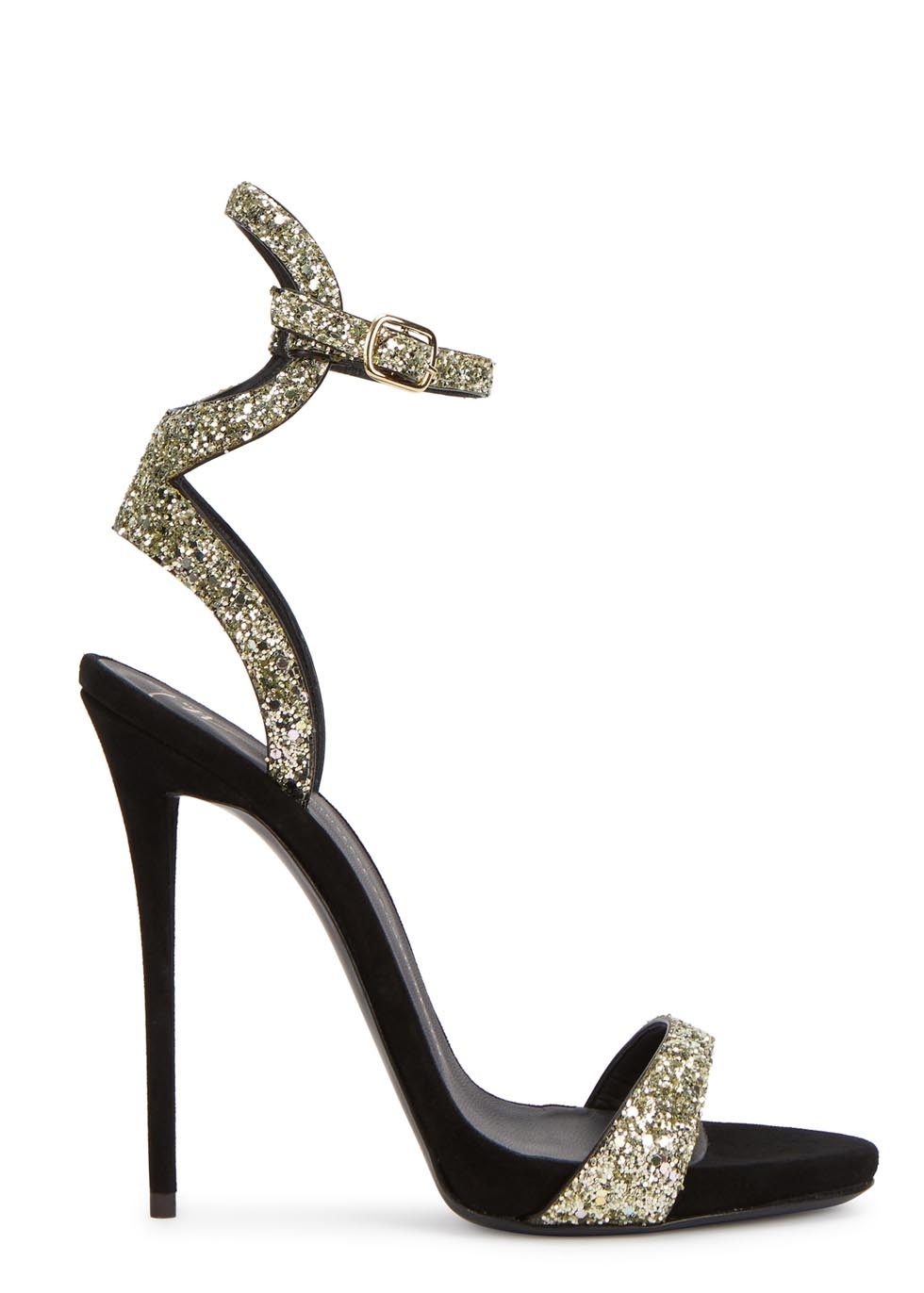 Coline black suede and glitter sandals
