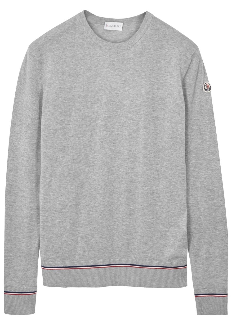 Grey fine-knit cotton jumper