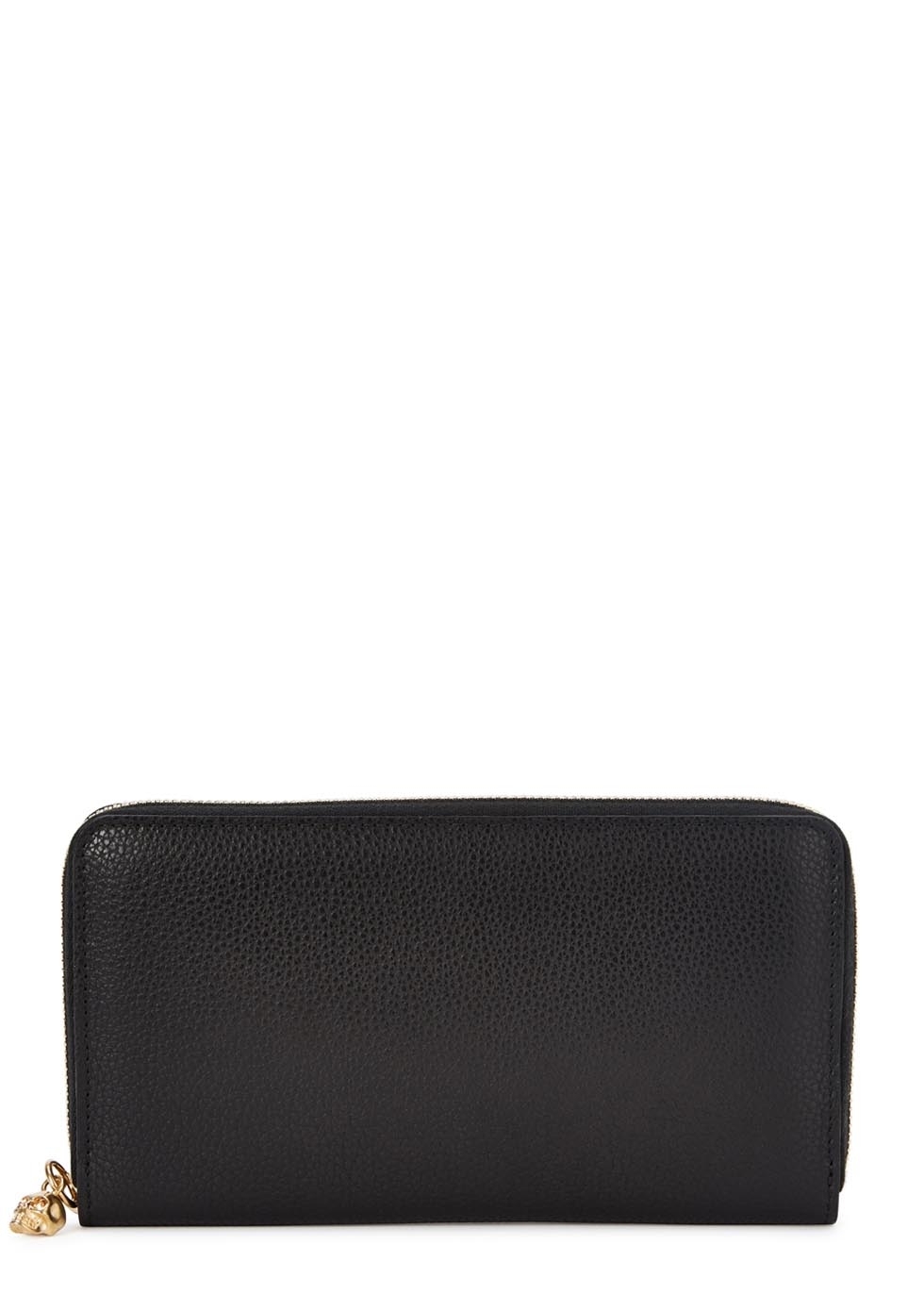 Black skull-embellished leather wallet