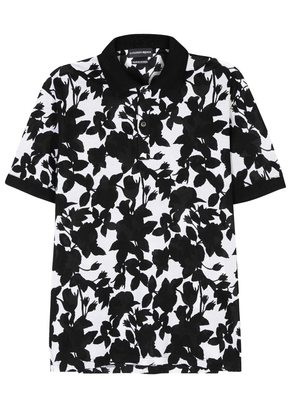 Floral-print piqué cotton polo shirt