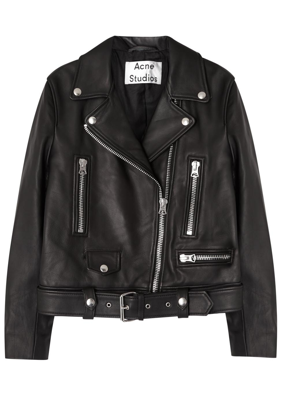 Mock black leather biker jacket